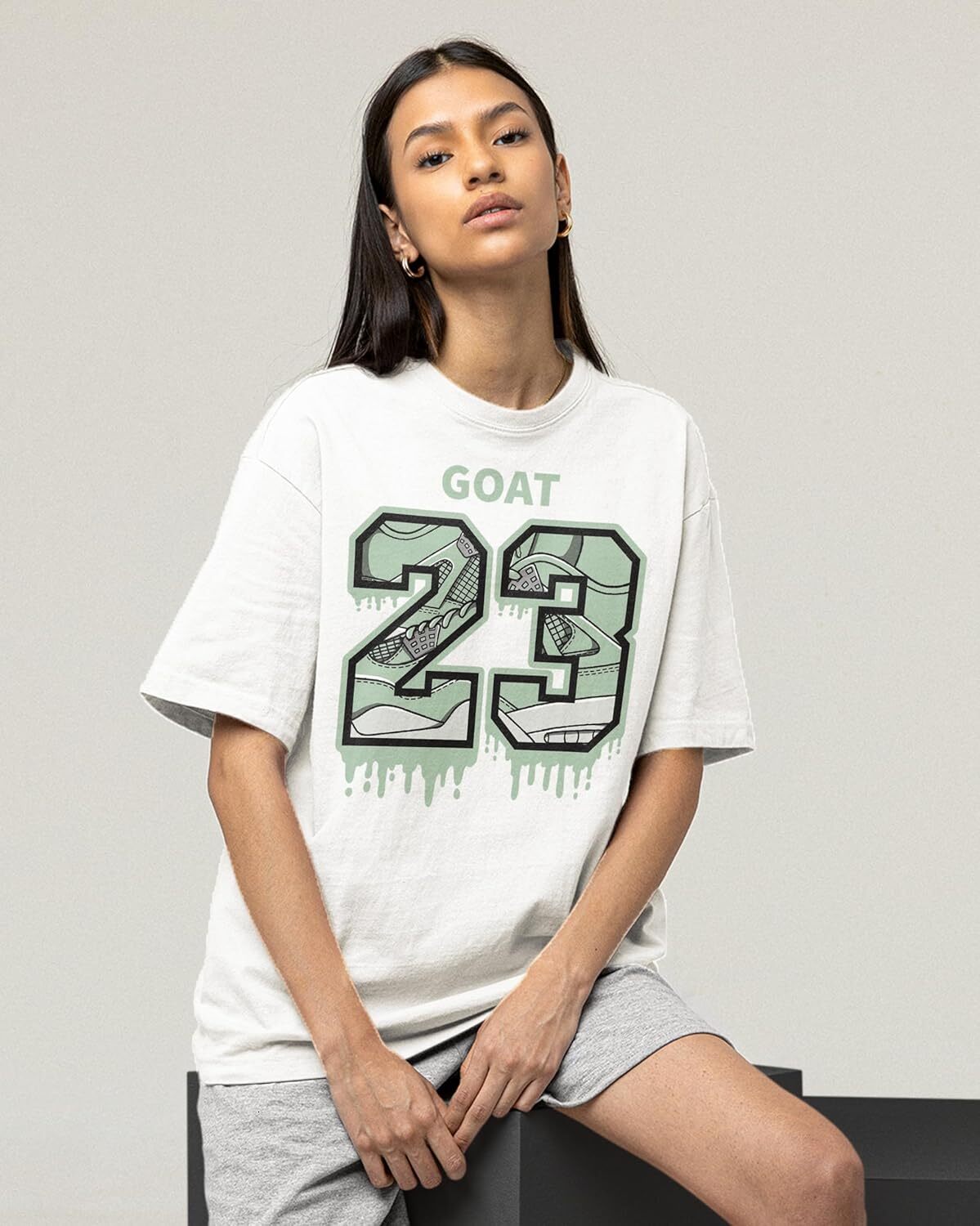 T shirt for Mens AJ 4 Abundance 4s Seafoam Shirt, Number 23 Goat, Shirts Match Sneakers 2D Sneaker Graphic Tee Casual Tops Clothes Short sleeve