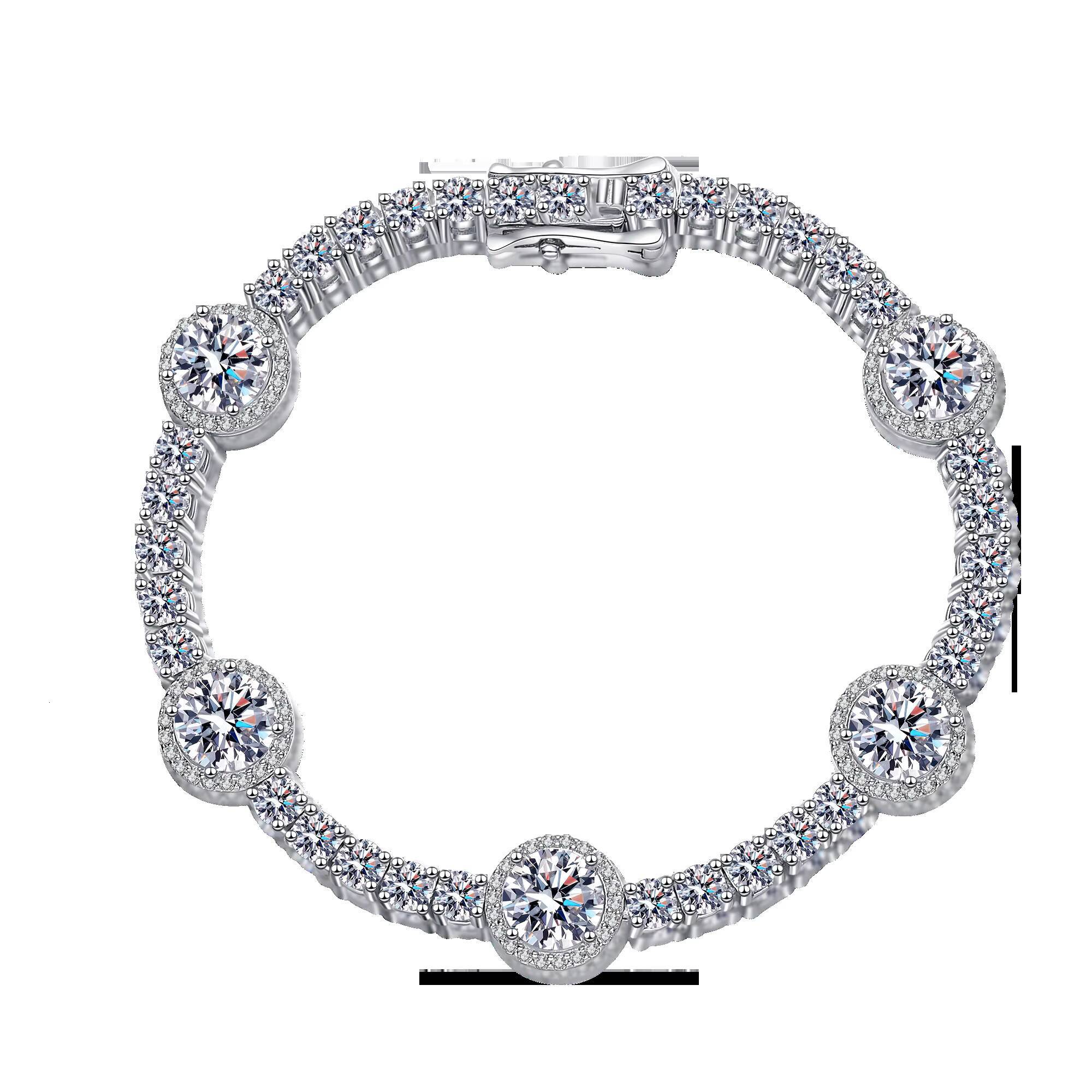 Women Wedding Chain 925 Silver Gemstone Ice Bracelet Jewelry Luxury Fine Moissanite Cluster Diamond Tennis Bracelet