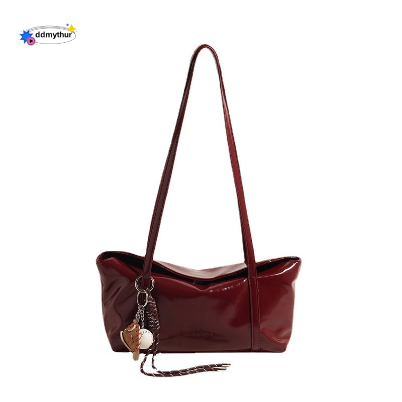 Oil wax leather Korean style minimalist INS flip underarm design, casual and versatile shoulder bag, large capacity tote bag ddmythur