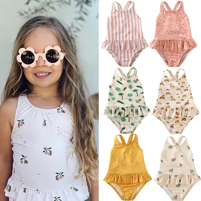 UV Baby Girl Swimsuit One Piece Swimming Jumpsuit Ruffles Bathing Suit SPF 50 Long Sleeve Kids Swimwear for Girls 1-7 Years 250407