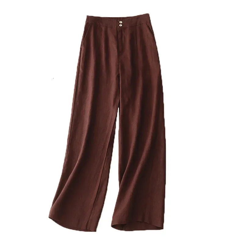 Plus Size Linen Wide Leg Casual Pants Straight Cut Women plus Size Slimming Loose Elastic Waist plus Size Women Fashionable S... 250408