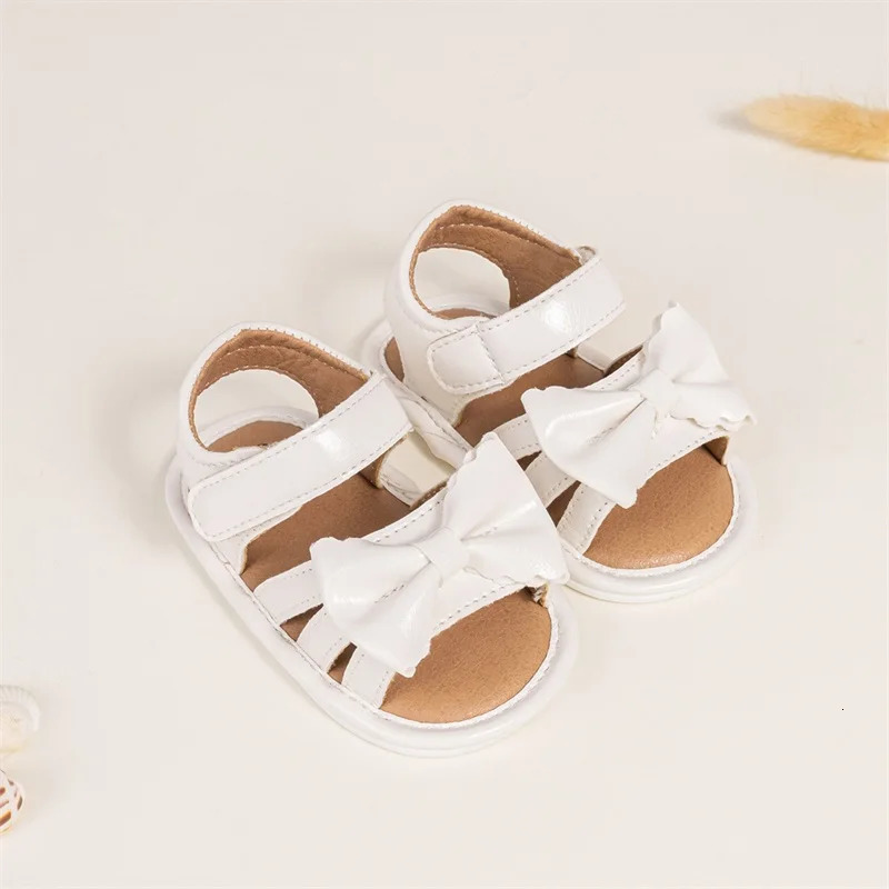 Cute Baby Girl Sandals Stylish PU Leather Non-slip Bowknot Flats for Summer Comfortable Toddler Shoes for Everyday Wear 250407