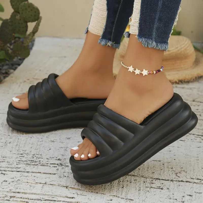 Sexy pink platform wedge slider womens Fi thick beach slider 2024 summer high-quality womens EVA N-Slip outdoor sandalsXJ250407