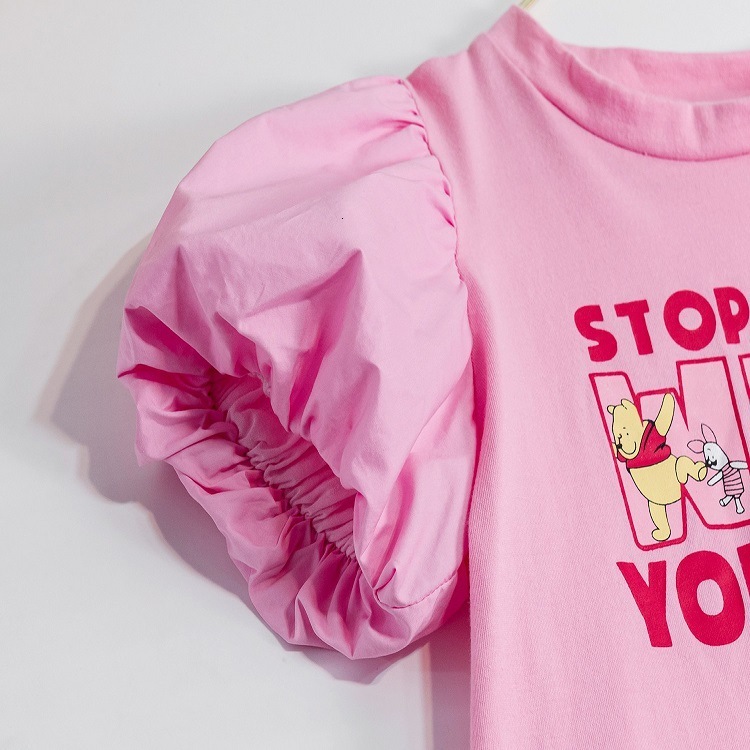 Ddmyshoesvip Girls Cotton Bubble Sleeves Short Sleeved T Shirt Trendy Summer Outfit New Children S Baby Korean Version Cute Western Style Loose Top