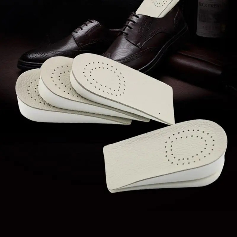 Invisible Height Increased Insoles For Men Elevator Shoes Inserts Half Breathable Leather Heightening Insole Lift Heel Insoles 250407