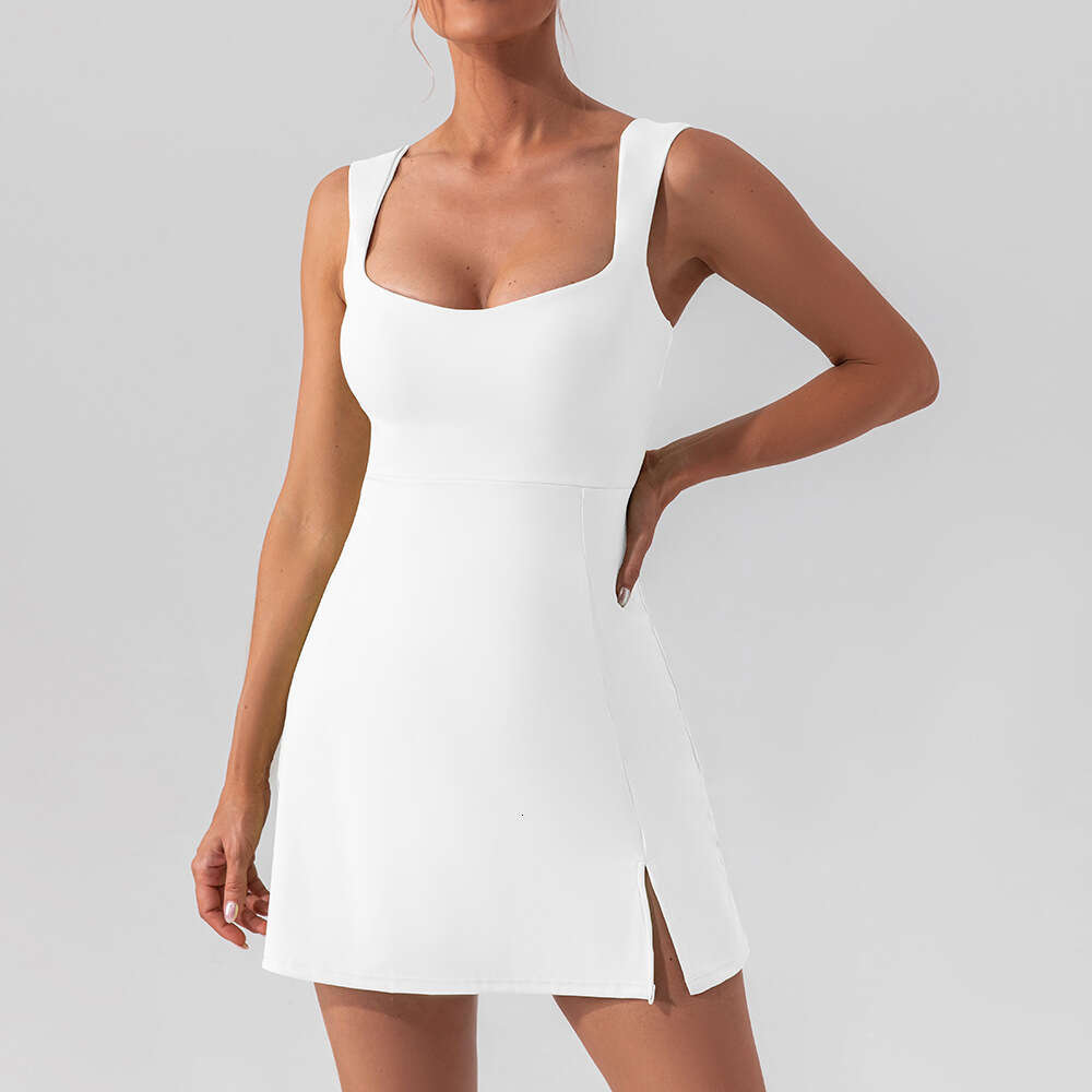 New sexy suspender solid color yoga tennis skirt, lightweight breathable outdoor golf sports dress, women's 2025 new style, chic and elegant clot