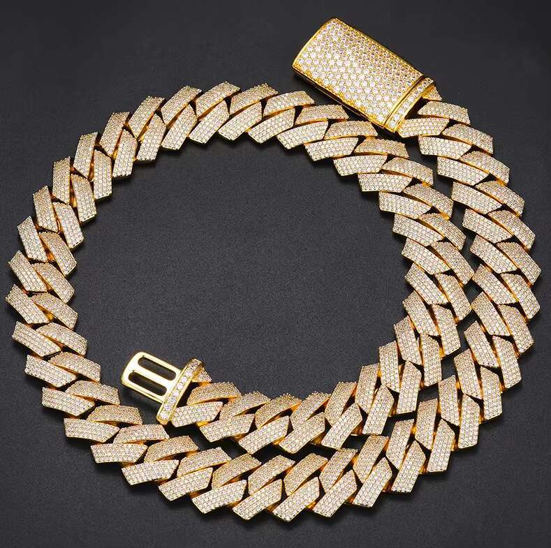 VVS Moissanite Cuban Bracelet Hip Hop Silver Jewelry Iced Out Cuban Link Chain 925 Silver Full Diamond 18K Gold Plated