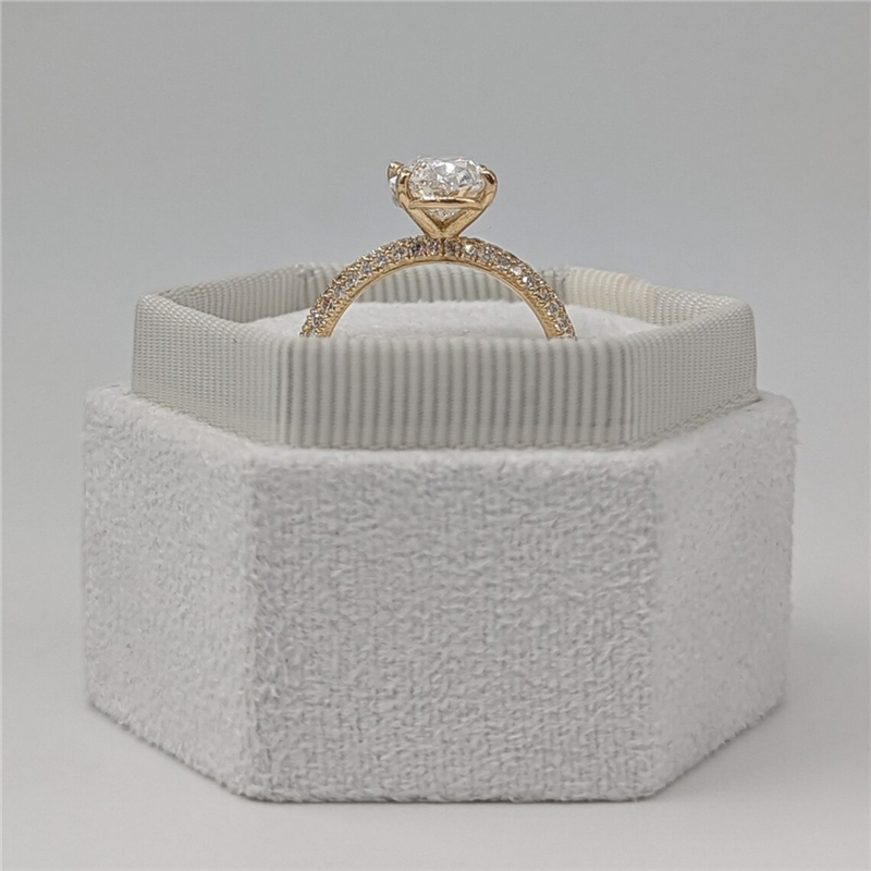 Jewelry Real Gold Womens Engagement Diamond Ring 4.0 Carat Cushion Cut Lab Diamond Gold Ring For Women Three Row Half Pave Wedding