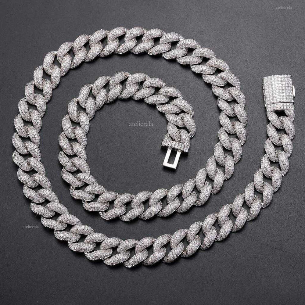Wholesale hip hop 12 mm sterg sier passed dia test on the VVS Moissanite Cuban chain