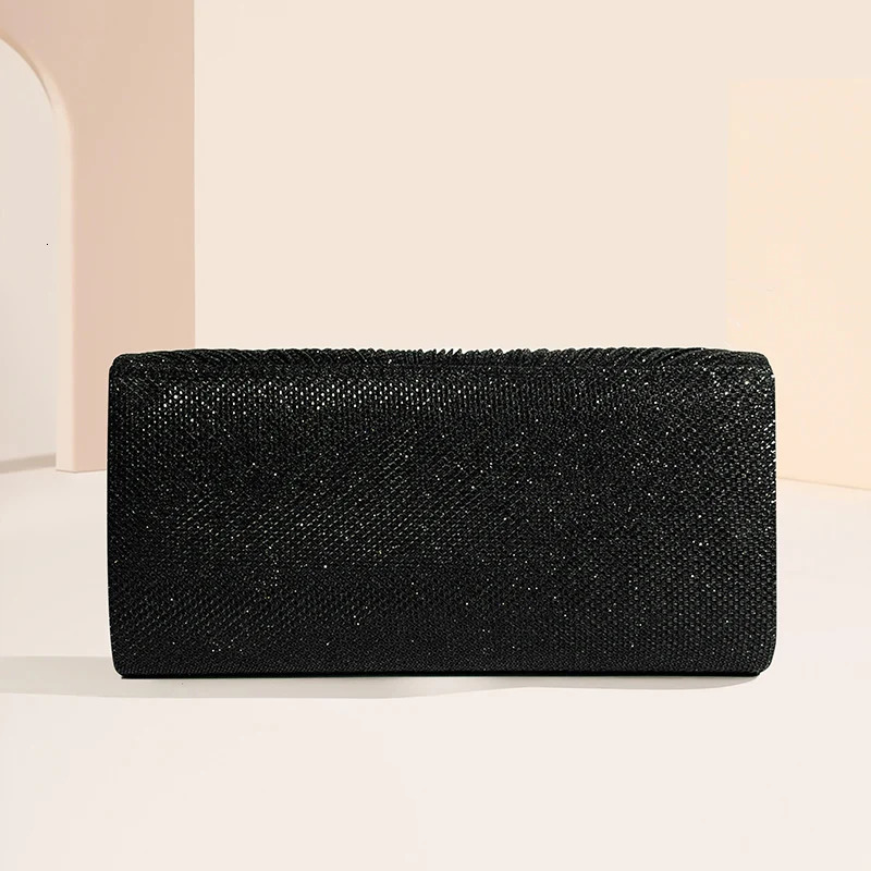 Womens Folding Sparkling Handbag Sparkling Envelope Evening Bag Womens Folding Silver Clutch Chain Wedding Party Mini Long Wallet XA12ZD 250402