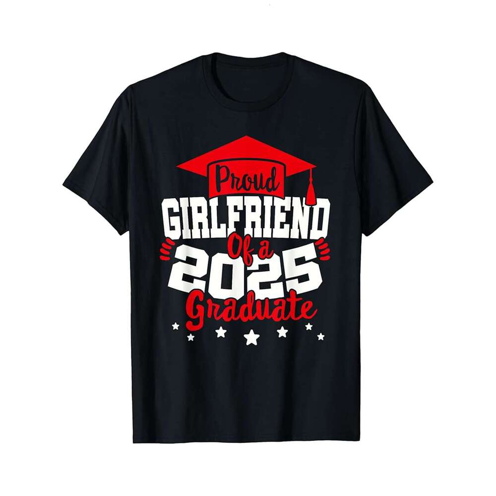 Designer T shirt Girlfriend of a 2025 Graduate Class Senior Graduation 25 - 220g Tshits