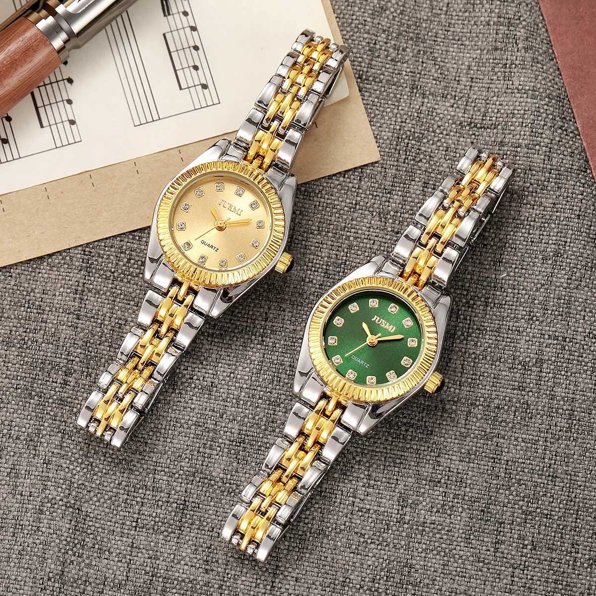 Ladies fashionable temperature small dial aurora watch diamond strap quartz watchT250408