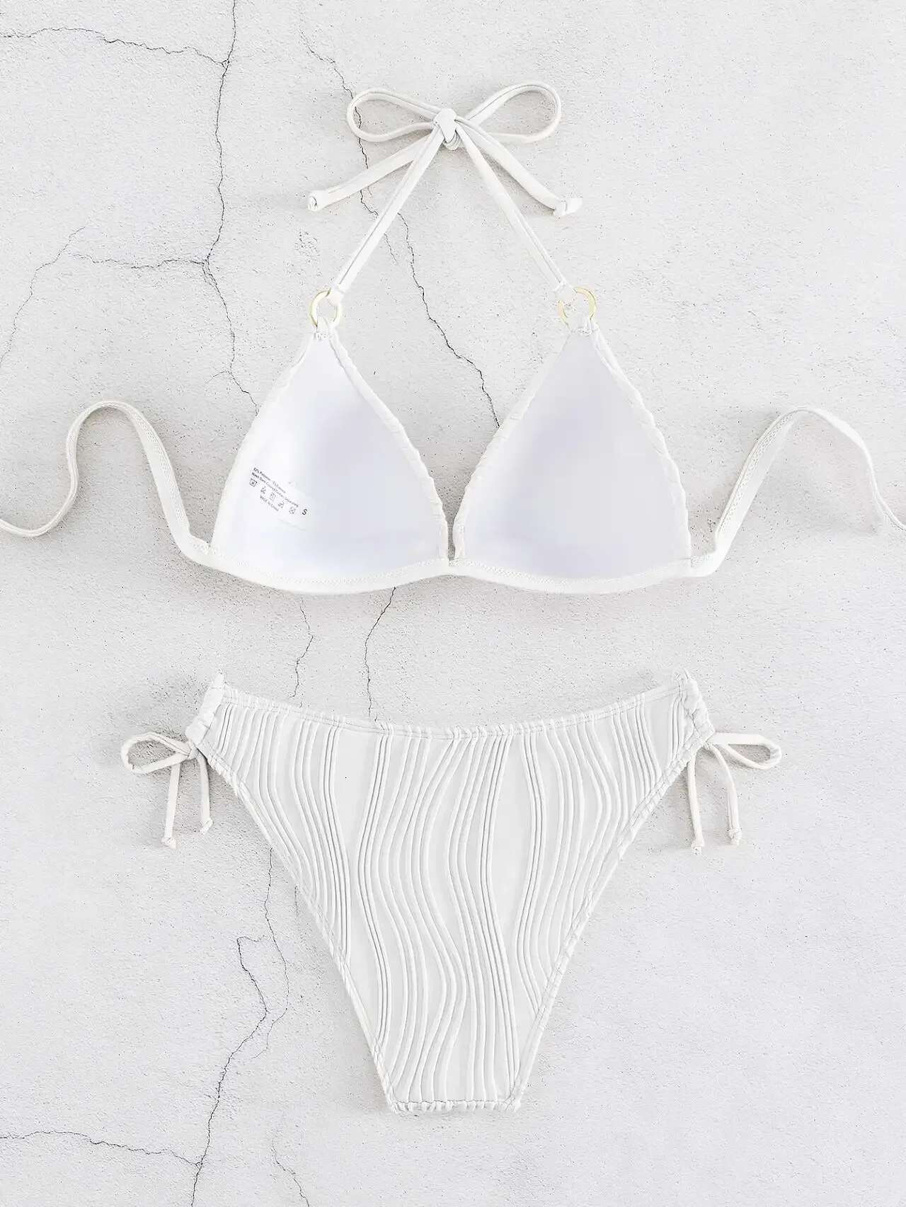 Dongdumaoyi Sexy Bikini Women White Black Lace Up Backless Padded Micro Swimsuit Push Beach Bathing Suit Tie Side Thong Swimwear