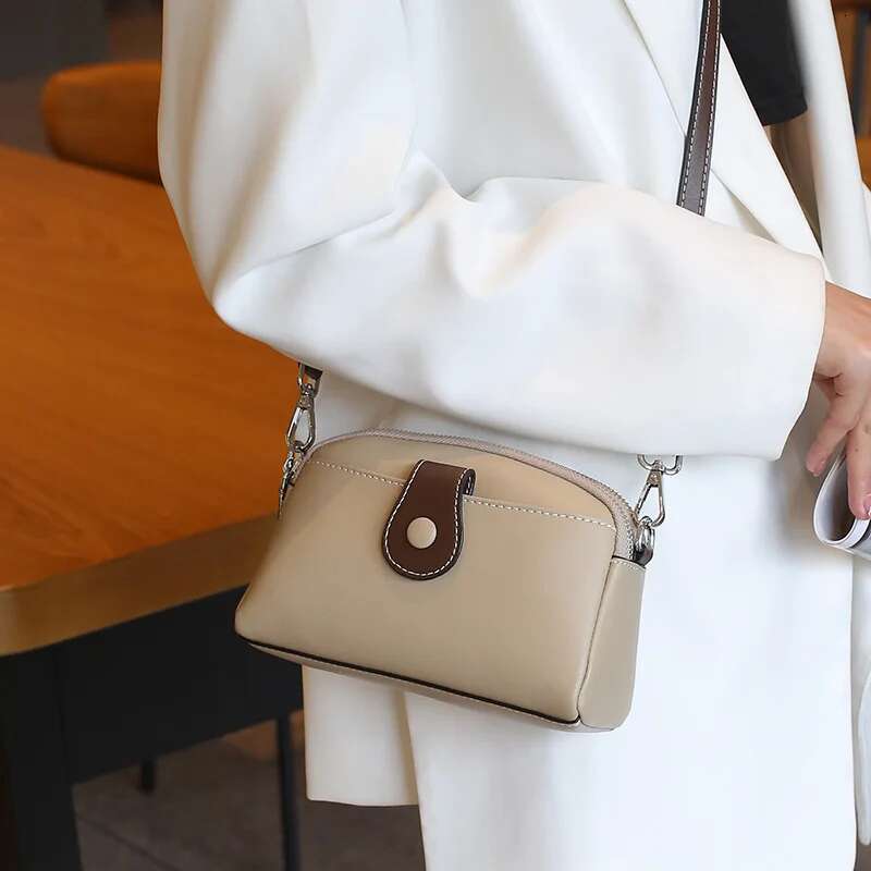 Women Versatile Cowhide Leather Handbag Small Purse Ladies New Fashion Texture Phone Bag Single Shoulder Messenger Casual Bags