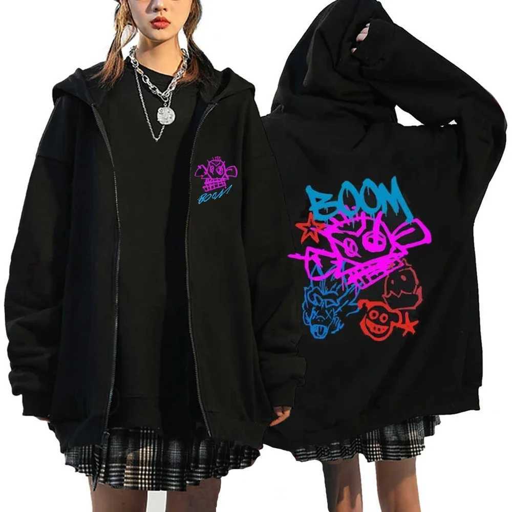 Arcane Jinx Boom Fashion Hoodie Mens Gaming Couple Long Sleeve Zipper Sweatshirt Cartoon Kawaii Zipper Harajuku Sweatshirt W250408
