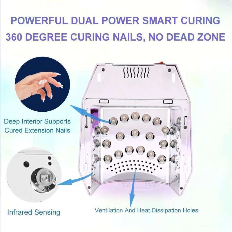 98W Professional Twin Light Durable Cordless Pro Mirror-finish Interior Low Heat Model Rechargeable Gel Dryer UV LED Nail Lamp
