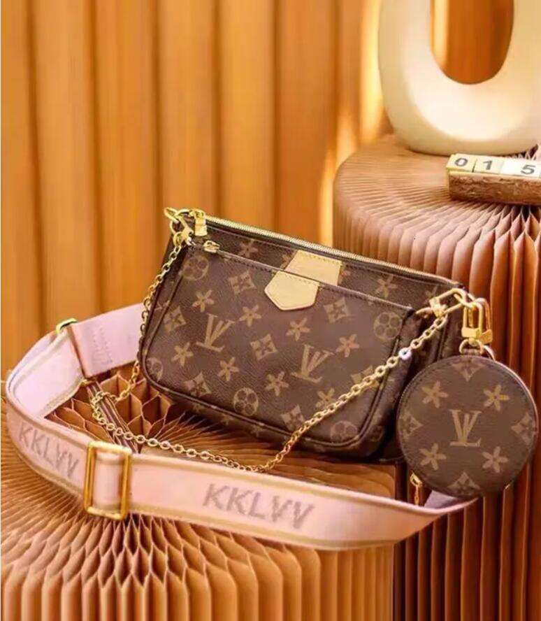 Women's handbag, women's date code wallet, handbag shoulder crossbody bag, ten font serial number, three in one flower