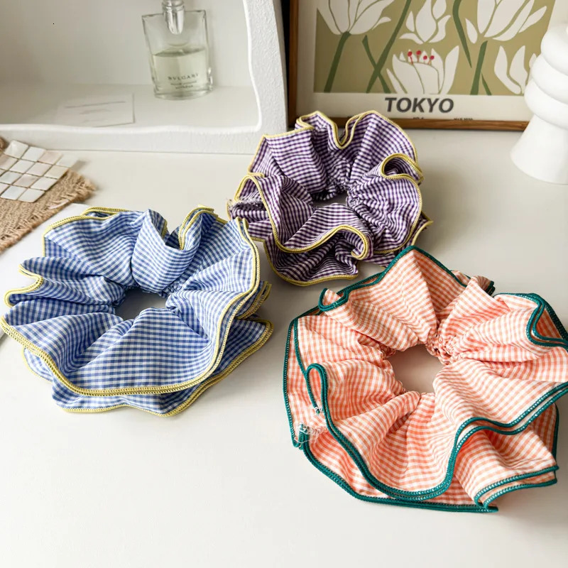 Super sized niche retro plain elastic silk mesh fashionable sweet ballet style silk mesh ruffled headpiece 250407