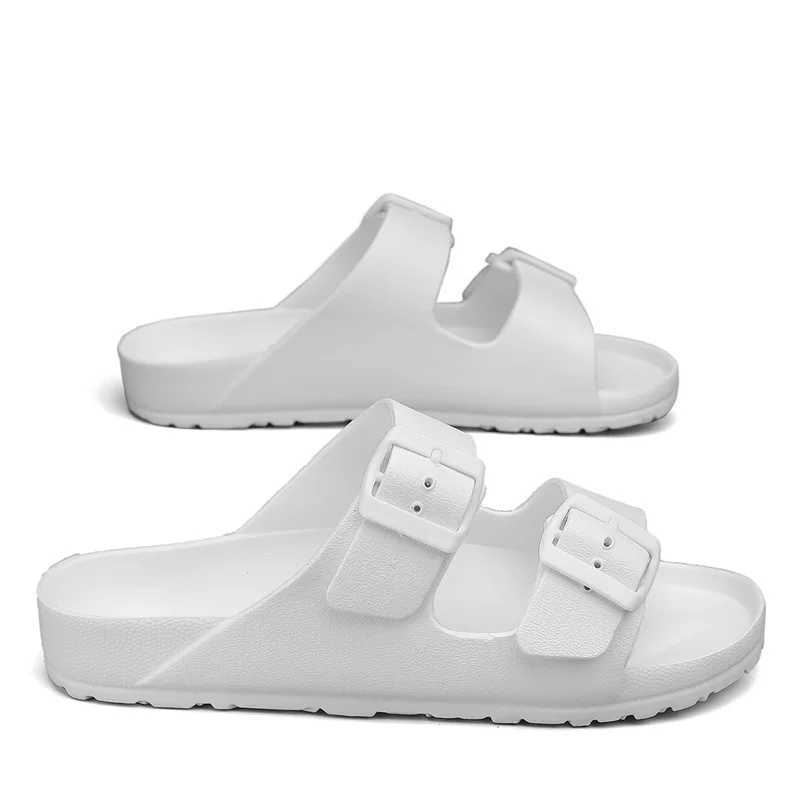 Ultra Light Slippers With Double Buckle Men Women Slides Lightweight EVA Quality Clogs Garden Shoes Beach Slip On SandalsC250418