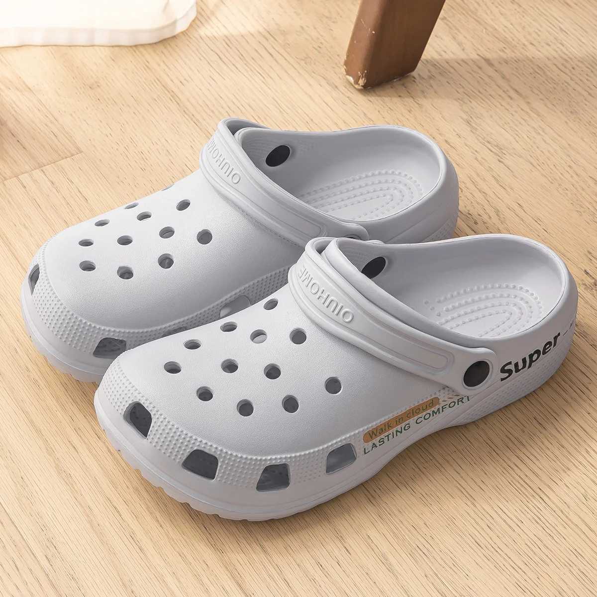 New Arrival Printed neutral hole EVA shoes with increased height thick sole slider for comfortable and breathable outdoor slider T250407