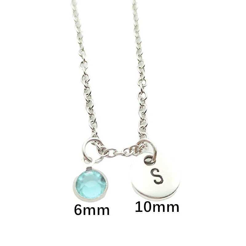 Ice Skates Creative Initial Letter Monogram Birthstone Necklace Fashion Jewelry Women Christmas Gifts Accessories PendantsC250407