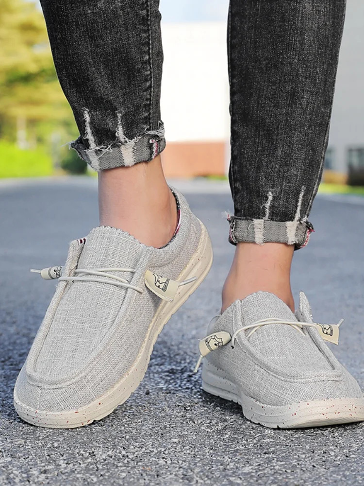 Mens Canvas Shoes Summer Breathable Slip-On Loafers Mens Casual Sports Shoes for Wide Feet Large Size Mens Shoes 4647 251107