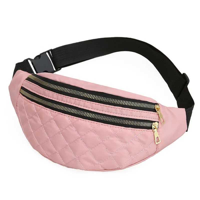 Womens waterproof waist bag fashionable casual chest handbag unisex sports travel wallet plain weave waist bag belly bag Z250407-1