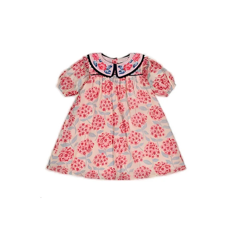 Korean Kids Girls Dress 2025 Spring Summer Baby Girl Flower Cotton Shirts Shorts Princess Dress Childrens Outdoor Clothing 250407