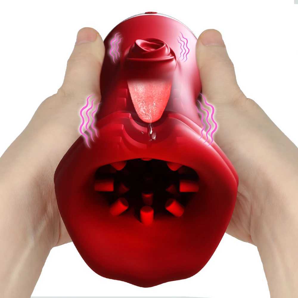 Male Glans Training Deep Throat Sucking Vibration Penis Oral Masturbation Cup Exercise Machine Adult Product Portable Electric Sex ToyXJ250408