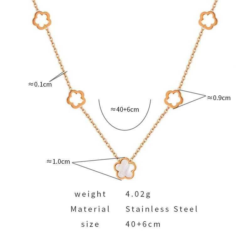 PAXA Fashion Elegant White Shell Flower Charm Pendant Necklace for Women Stainless Steel Necklace for Women Wedding Party Jewelry Y250408