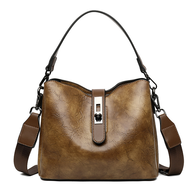 2025 New Bucket Bag Female Retro Fashion Large Capacity Tote Bag Commuter Crossbody Shoulder Handbag