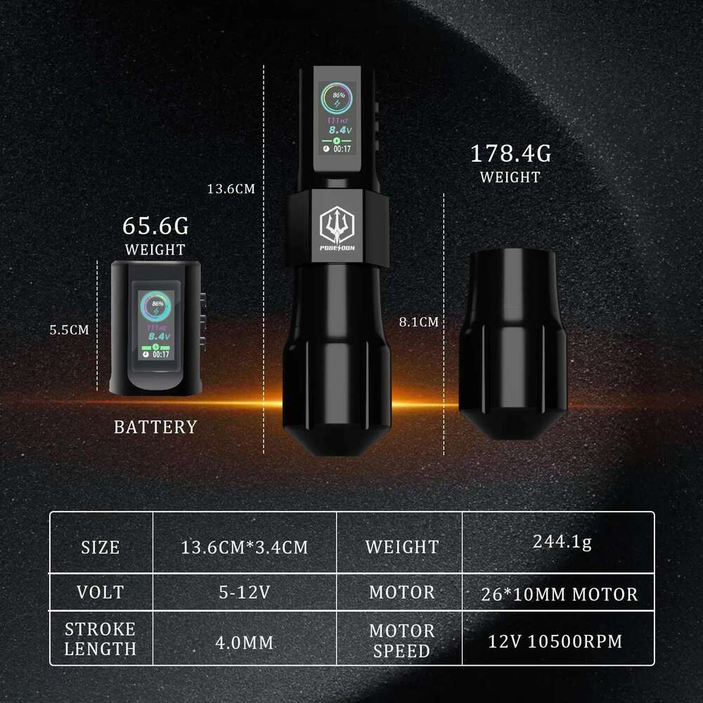 POSEIDON New Cool Pen For Permanent Makeup hine Wireless Power Supply Tattoo Gun Kit