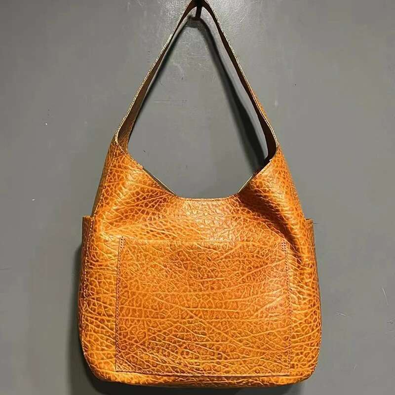 Women's Lady Tote Underarm Genuine Leather Oiled Hand Bag Ladies Retro Style Designer Fashion Women Bags 2024 Shopping