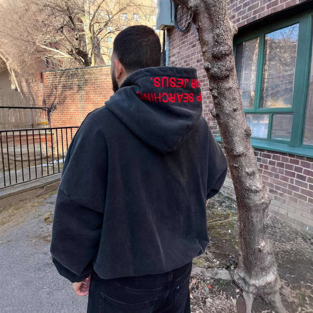 American street hip hop high-quality washed pure cotton embroidered design sense fashionable top for both men and women hoodie