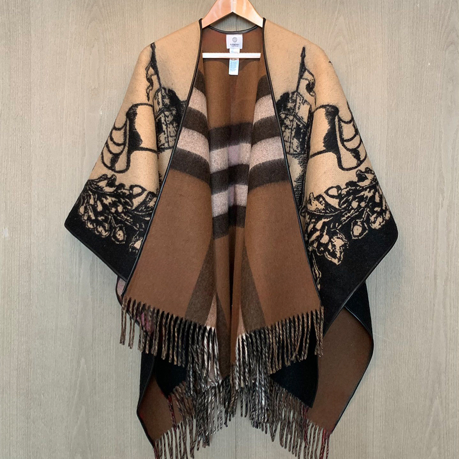 Designer Cloak Womens Spring Autumn Thin Fashionable Long Sleeved Reversible Cloak Cape Overcoat Casual Versatile Shawl Jacket for Travel Commute Casual Outings