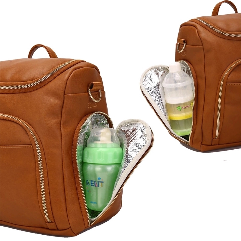 PU Leather Baby Nappy Diaper Bag StrapsInsulation bagCosmetic bag 250407