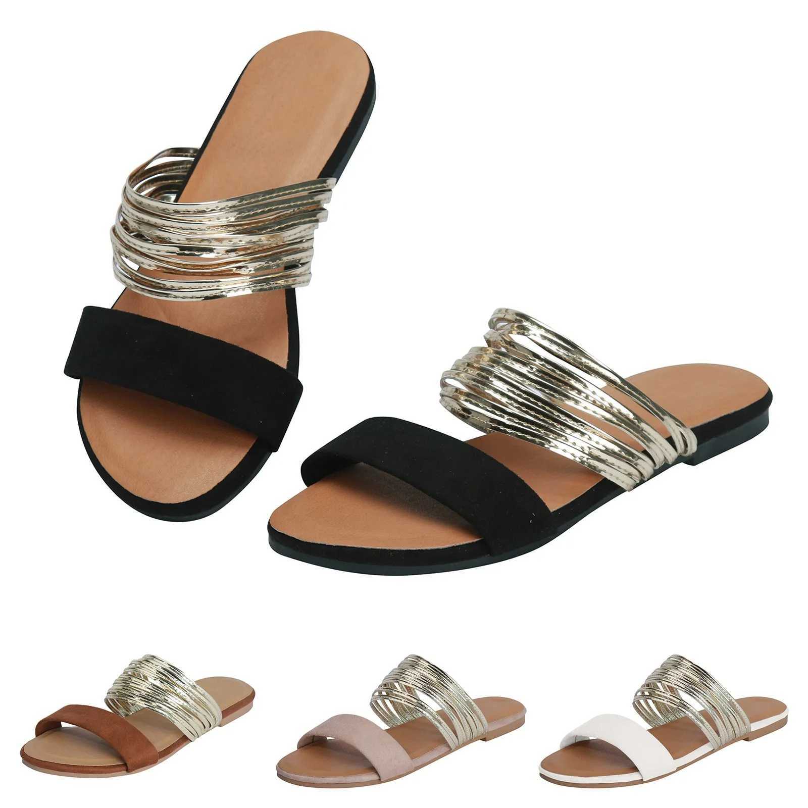 Womens shoes flat shoes Fiable gold silk slippers comfortable e-pods womens beach sandalsXJ250407