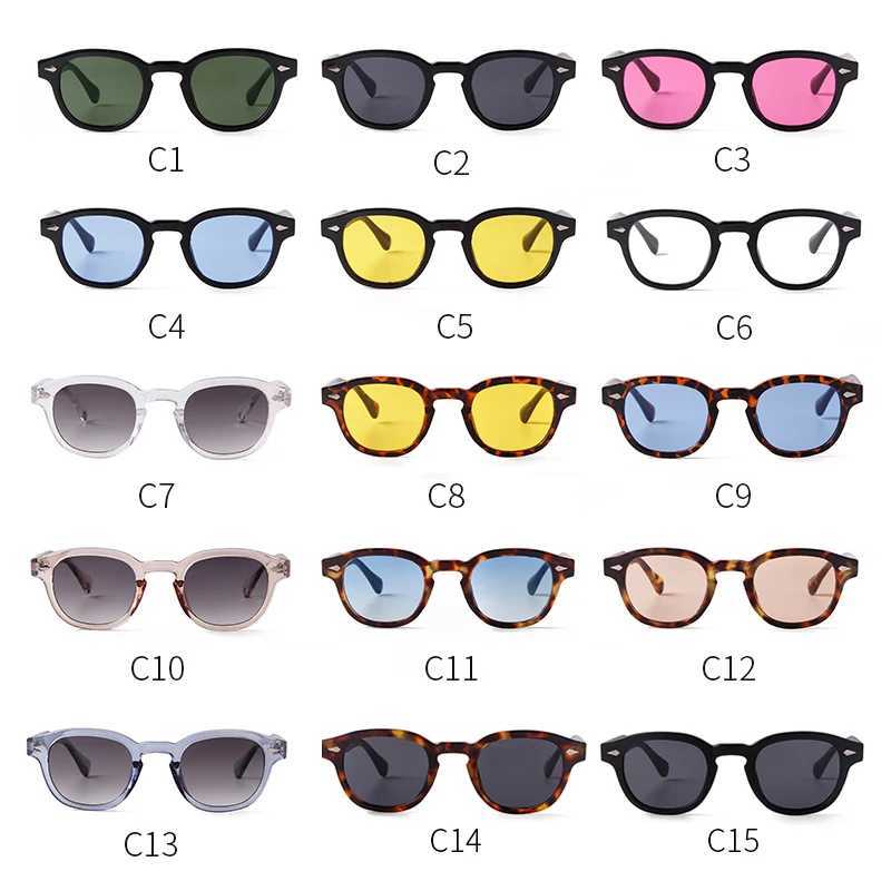 Retro Tortoise Shell Round Sunglasses for Women 2025 Brand Design Retro Rivet Yellow Blue Lens Square Sunglasses for Women UV400 W250408