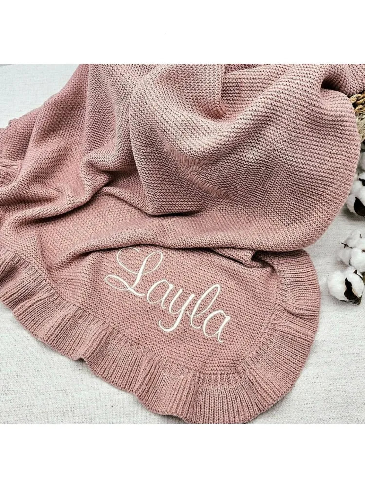 Personalized Baby Blanket Knit Baby Blanket for born Girl and Boy Custom Blanket with Name Embroidery Knited Kids Gifts Jtjd 250408