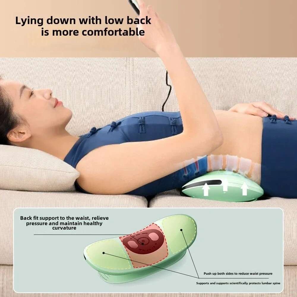 Electric Lumbar Traction With Heat, Adjustable Vibration Iatable Back Stretcher Device Waist Spine Support Massager