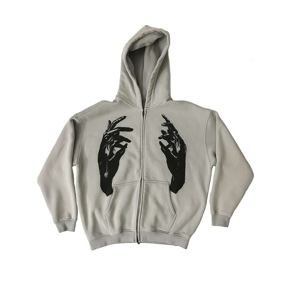 Street fashion trend design sense, unisex devil's hand print spring hoodie