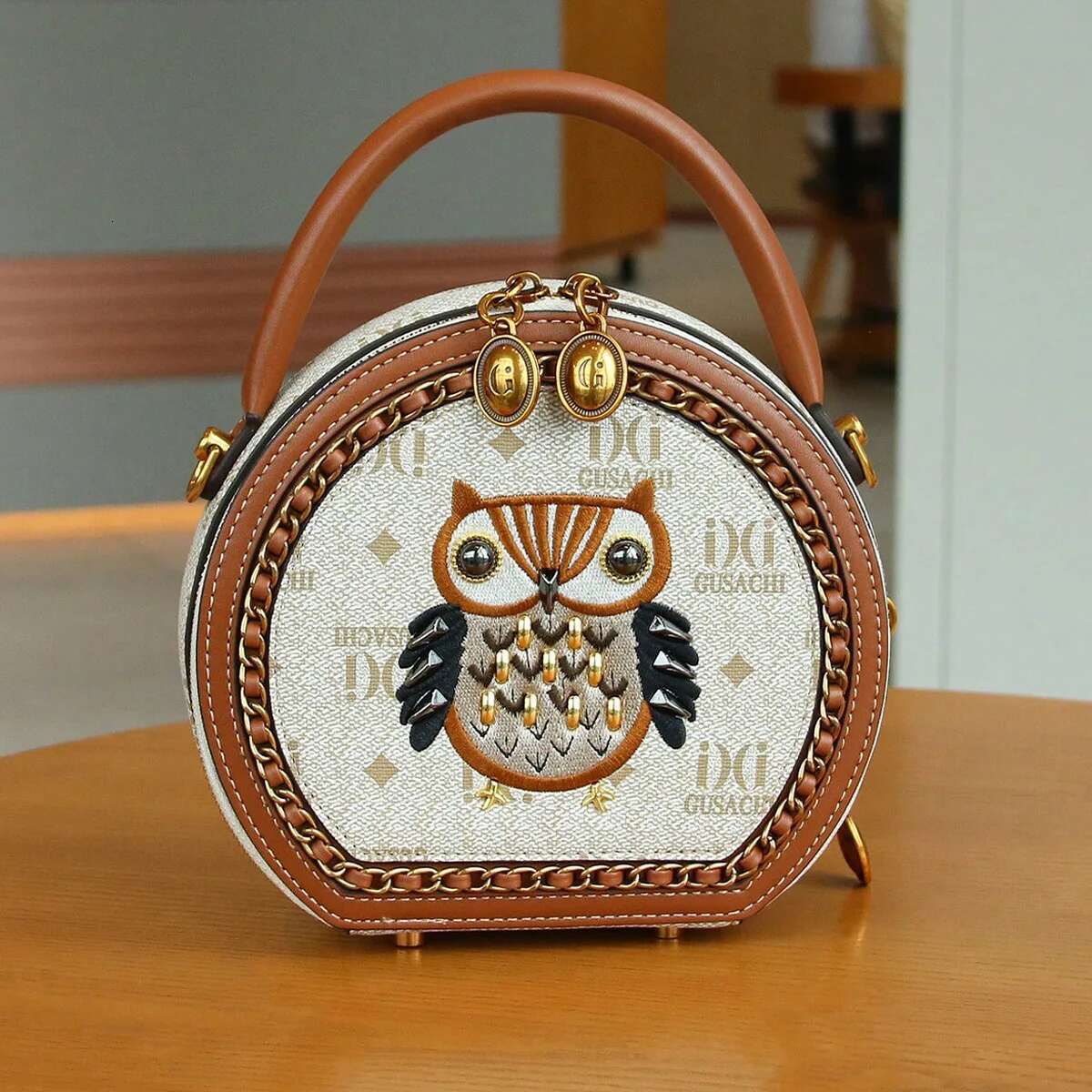 2025 Stylish Top-Handle Bag - Lightweight Urious Rivets Owl Embroidery And Cartoon Design For Fashionistas Women Handbags