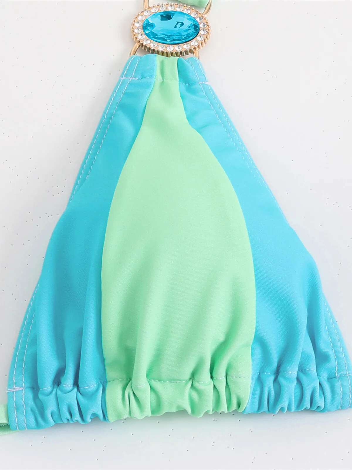 Dongdumaoyi Luxury Rhinestone Bikini Women Green Contrast Diamond Push Up Ruffles Skirt Piece Swimsuit Beach Bathing Suit Swimwear