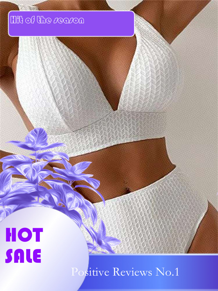 Dongdumaoyi Sexy Hollow Out High Waist Bikini Women Solid White V Neck Push Up Two Piece Swimsuit Beach Bathing Suit Backless Swimwear