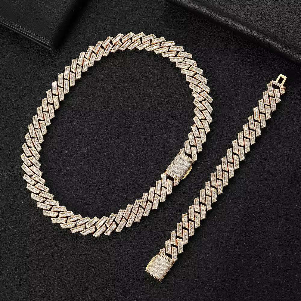 High Quality VVS Moissanite Necklace with Solid 10k White Gold Cuban Link Chain Wholesale Available