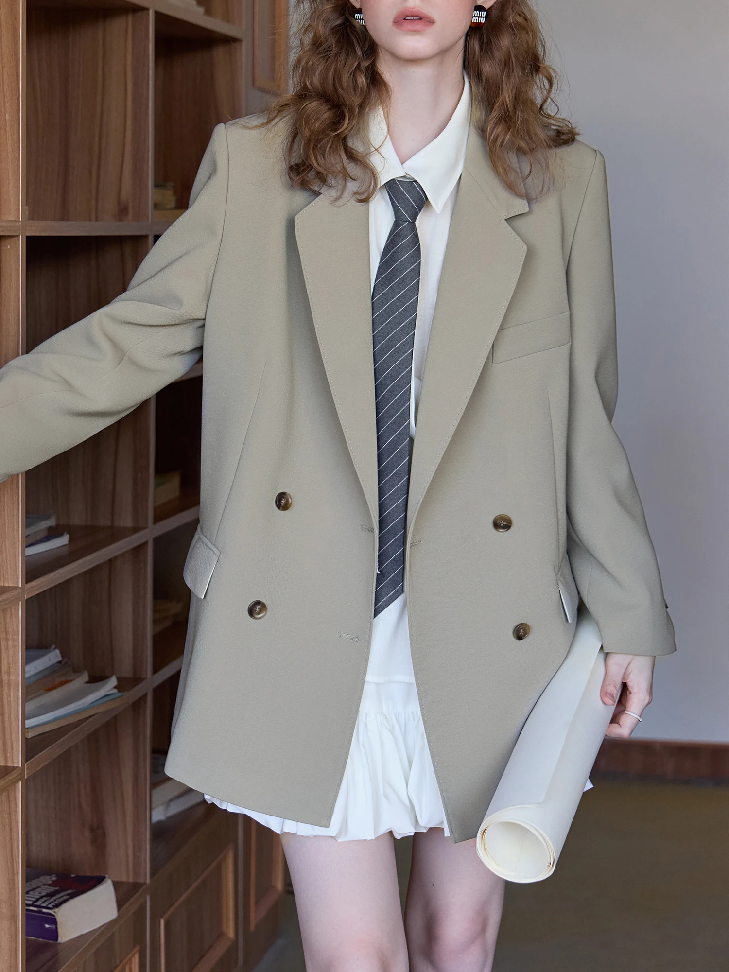 FSLE Fashion Double layered Casual Womens Jacket Spring High end Loose Lazy Style Front 25FS11097 250407
