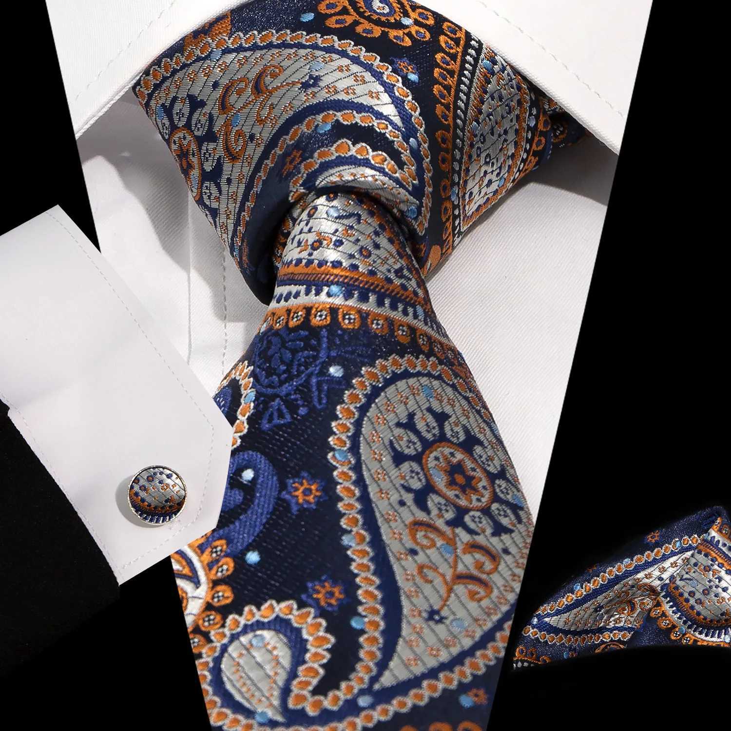 8.5cm Paisley Patter Vintage Mens Tie Hanky Cufflinks Set Wedding Gro Business Formal New Model Handmade Necktie X250407