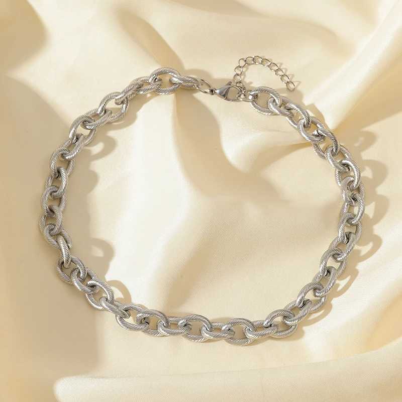 EILIECK 316L stainless steel gold and silver thick chain necklace for women fashionable Cuban necklace waterproof jewelry gift Y250408