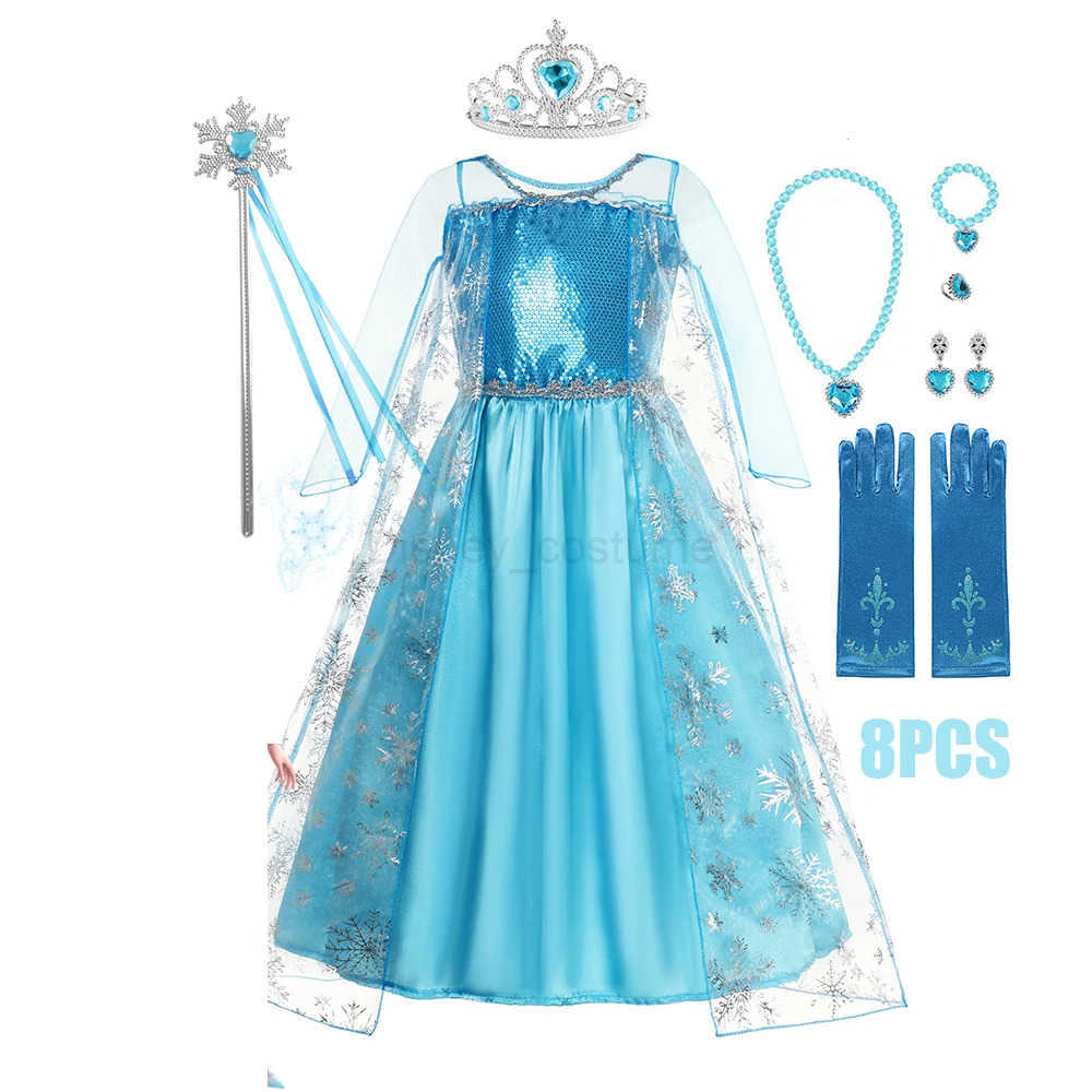 Disney Snow Princess childrens clothing luxury sequin mesh fancy birthday carnival role-playing childrens clothing stage display set X250408