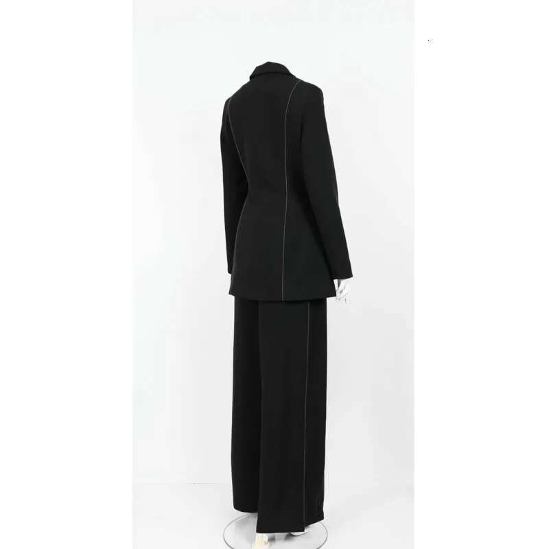 EOEN Fallow High Quality Trouser Suit Woman Lace-Up Belt Jackets And Slacks Ladies Detail Cutting Two-Piece Set 2025 Summer